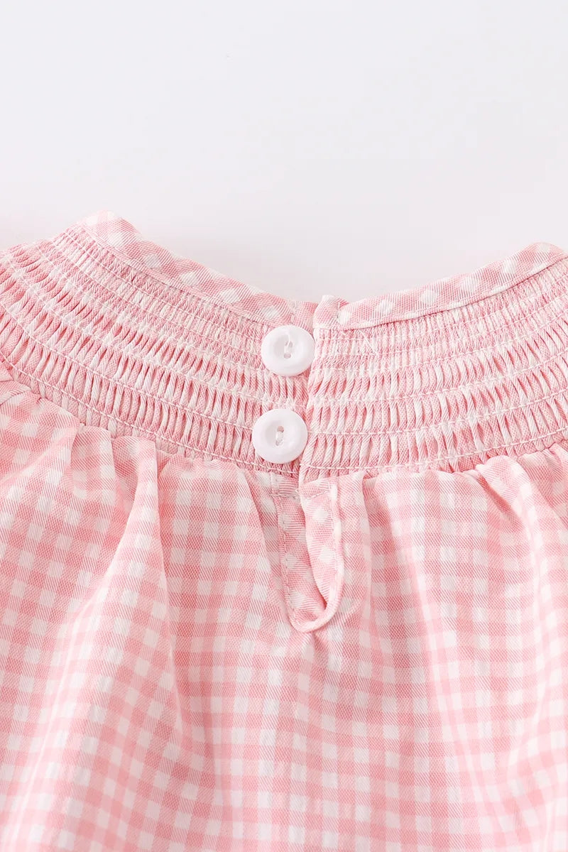 Baby Girls Strawberry Plaid Smocked Romper