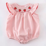 Baby Girls Strawberry Plaid Smocked Romper