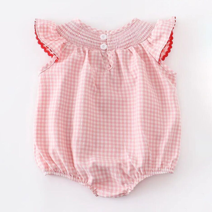 Baby Girls Strawberry Plaid Smocked Romper