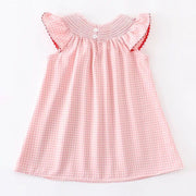 Baby Girls Strawberry Embroidered Plaid Smocked Dress