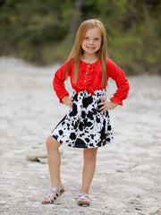 Girls Cow Print Dress