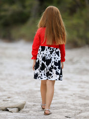 Girls Cow Print Dress