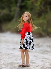 Girls Cow Print Dress