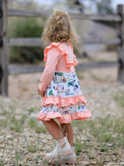 Farm Girl Ruffle Pink Print Dress