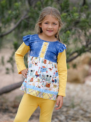 Farm Print Girls Outfits Set