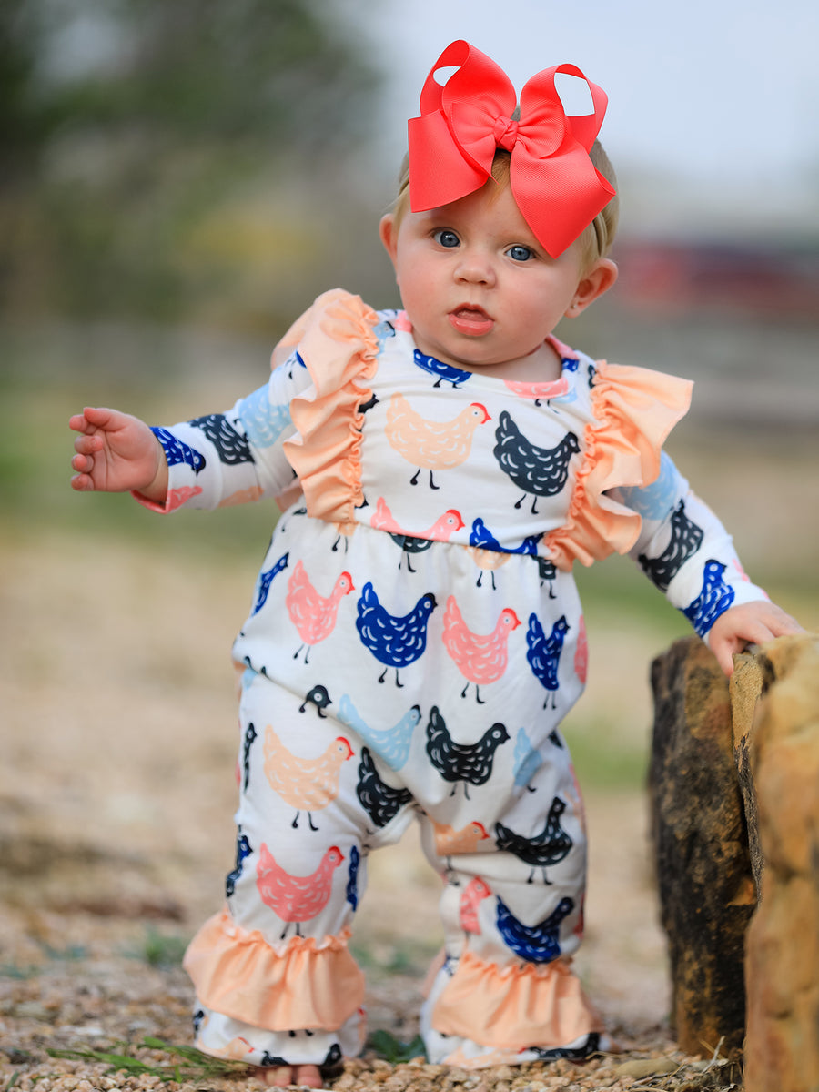 Farm Print Girls Romper