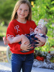Mom and Me Winter Christmas Red "merry" Pullover Sweater
