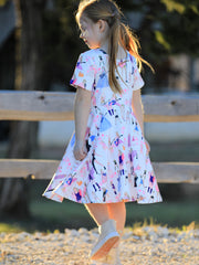 TS Print Milk Silk Short Sleeve Print Girls Dress