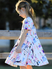 TS Print Milk Silk Short Sleeve Print Girls Dress