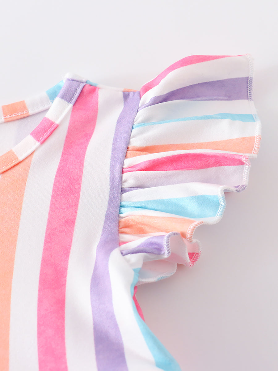 Colored Stripe Ruffle Baby Romper