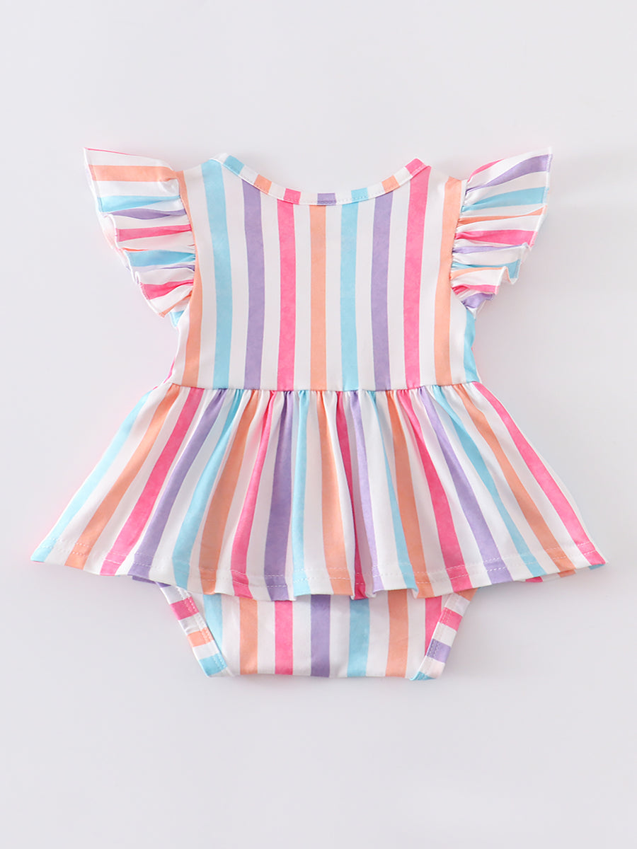 Colored Stripe Ruffle Baby Romper