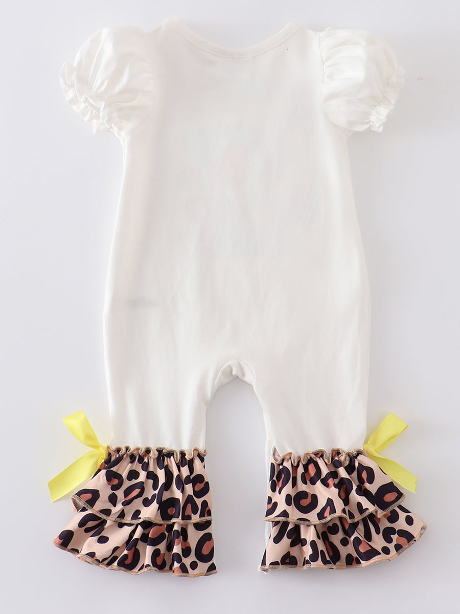 Easter Leopard Rabbit Print Ruffle Baby Romper