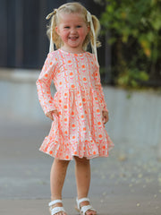 Halloween Thanksgiving Pumpkin Bow Pocket Girls Dress