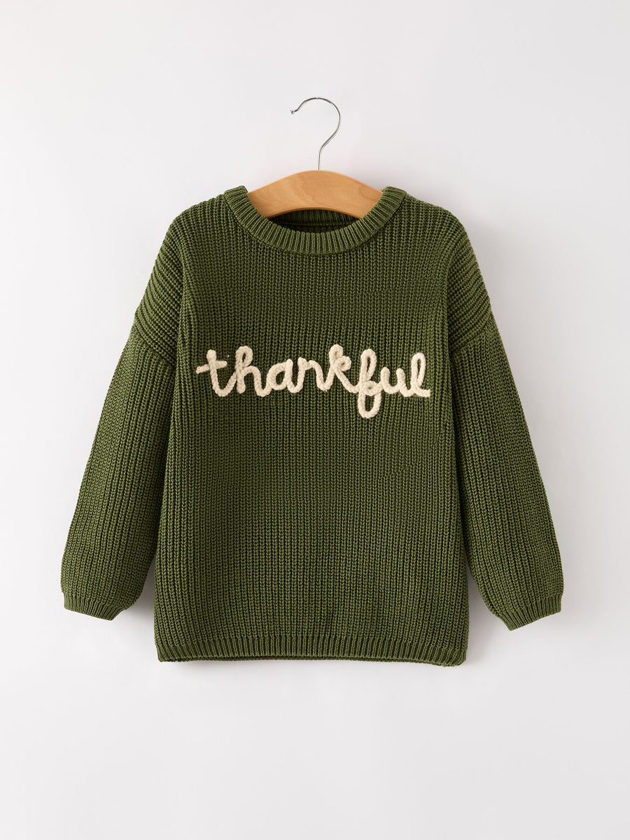 Girls Fall Thanksgiving 'thankful' Pullover Sweater