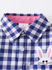 Blue Plaid Rabbit Boy Shirt