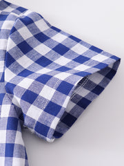 Blue Plaid Rabbit Boy Shirt