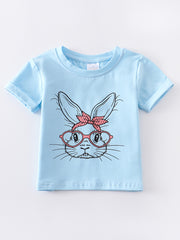 Easter Blue Rabbit Print Girl Top