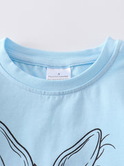 Easter Blue Rabbit Print Girl Top