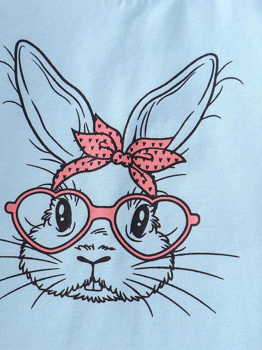 Easter Blue Rabbit Print Girl Top