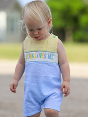 "Jesus Loves Me "Embroidered Baby Boy Romper