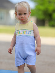 "Jesus Loves Me "Embroidered Baby Boy Romper