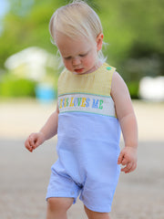 "Jesus Loves Me "Embroidered Baby Boy Romper