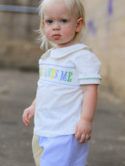 "Jesus Loves Me "Embroidered Toddler Boys'Set