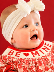 Valentine's Day "BE ❤ MINE" Embroidered Floral Girls' Romper