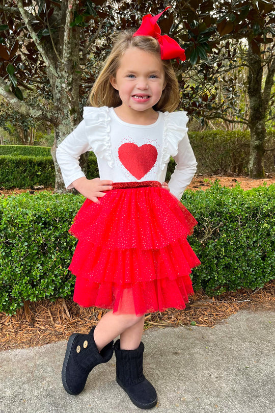 Valentines Heart Tiered Tulle Dress