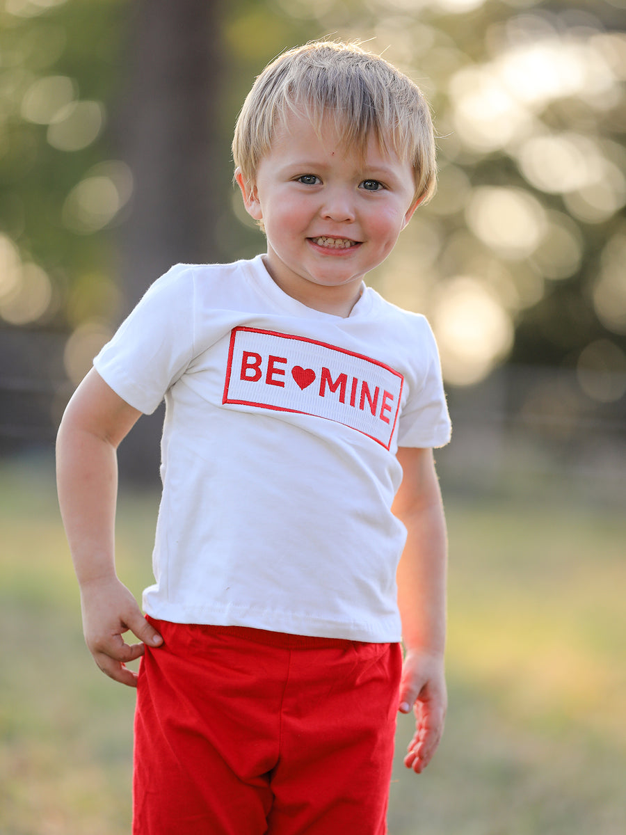 Valentine's Day "BE ❤ MINE" Embroidered Boy's Set