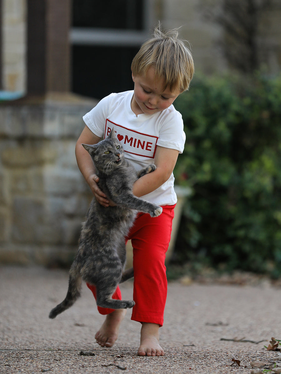 Valentine's Day "BE ❤ MINE" Embroidered Boy's Set