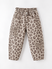 Girls Light Wash Bow Applique Relaxed Denim Jeans