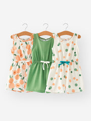 Peach Polka Dot Girls Jumpsuit Three Pieces