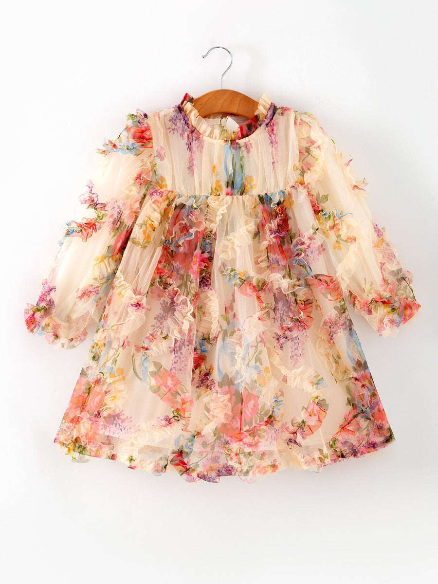 ruffle layered dress Pastel Flower Ruffle Layered Girls Dress – Rylee Faith Designs