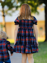 Mommy & Me Christmas Plaid Dresses & Baby Bloomer Set