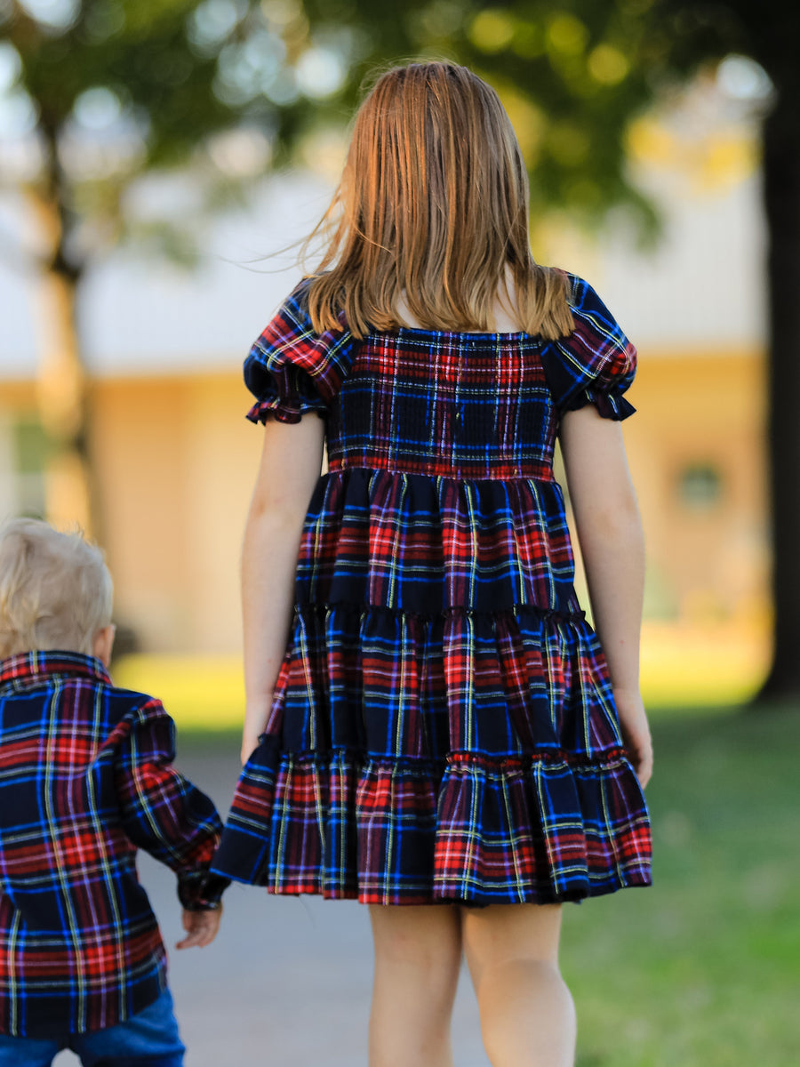 Mommy & Me Christmas Plaid Dresses & Baby Bloomer Set