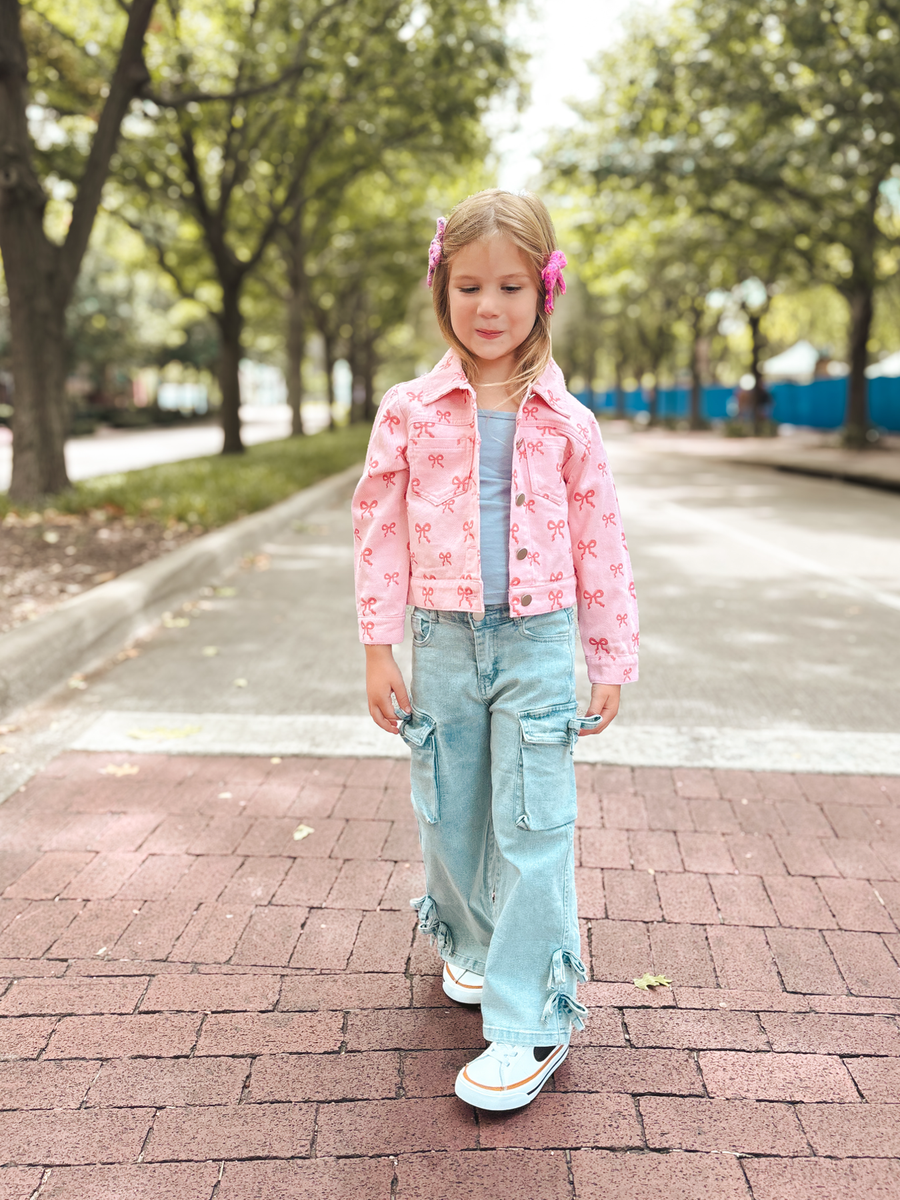 Pink Fall Girls Denim Jacket