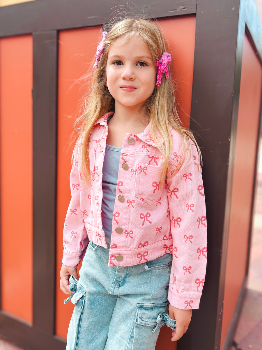 Pink Fall Girls Denim Jacket
