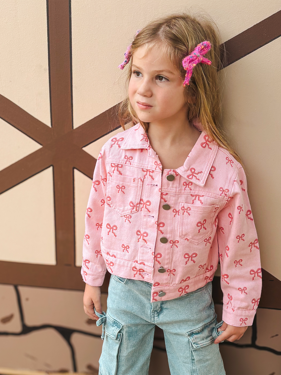 Pink Fall Girls Denim Jacket