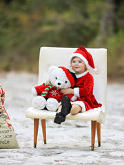 Christmas Red Velvet Girls Dress with hat