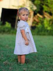 PREORDER Fall Halloween & Thanksgiving Pumpkin Embroidery Smock Plaid Girls Dress