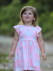 Halloween Pink Ghost Bow Flying Sleeve Dress