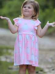 Halloween Pink Ghost Bow Flying Sleeve Dress