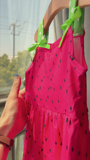 Girls Spring and Summer Watermelon Suspender Dress