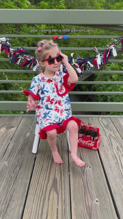 4th Of July Bow Star Girls Pajamas Set