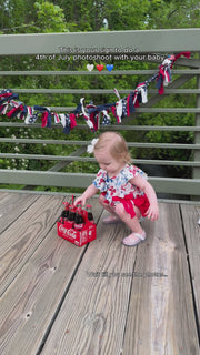4th of july Bow Print Girls Romper