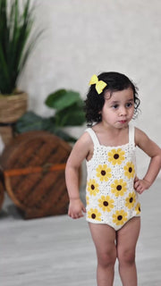 Summer Sunflower Baby Crochet Romper
