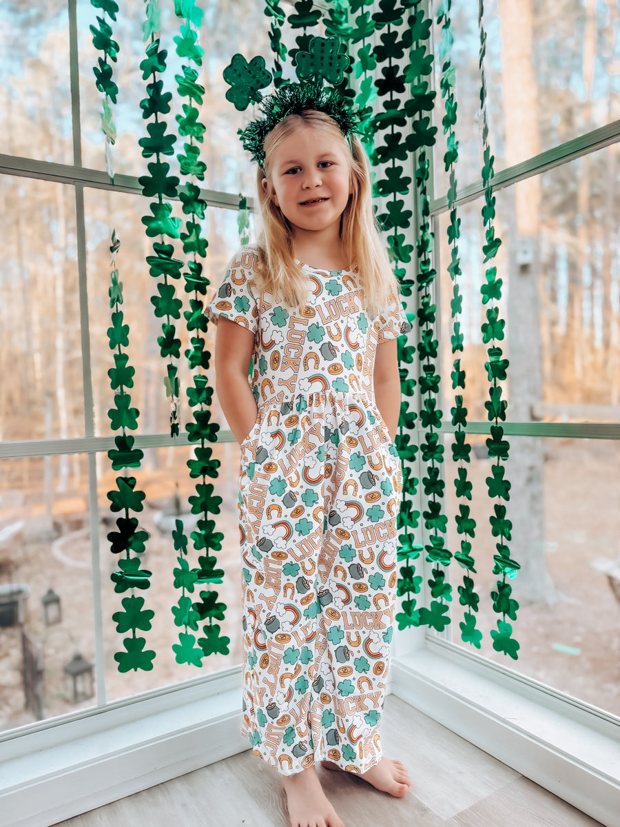 St Patrick's Day Shamrock Girl Jumpsuit