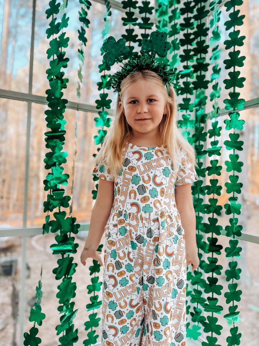 St Patrick's Day Shamrock Girl Jumpsuit