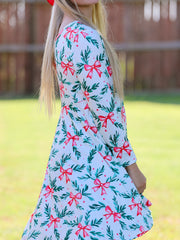Holiday Christmas Dress with Holly